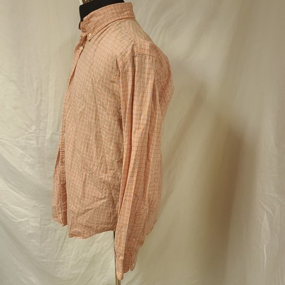 Steve & Barry’s Mens Large Orange Stripe Long Sleeve Button Up Shirt 16-16.5 - Picture 9 of 11